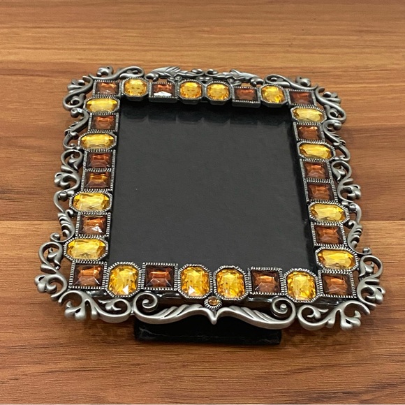 TWO’s Company Gold Amber Austrian Crystal Pewter Silver 4x3 Photo Picture Frame - Picture 7 of 11